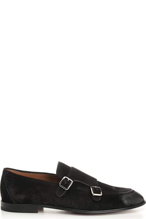 Corvari أحذية لـ القسم الرجالي Corvari Black Suede Double Buckle Moccasin