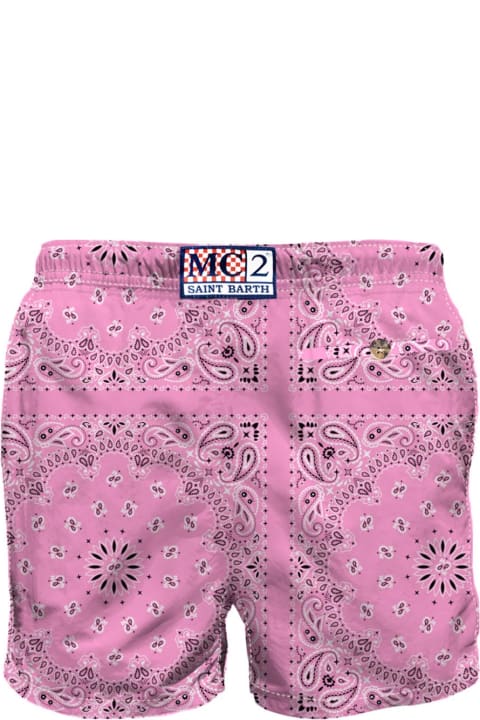 Homeware MC2 Saint Barth Man Swim Shorts With Pink Bandanna Print
