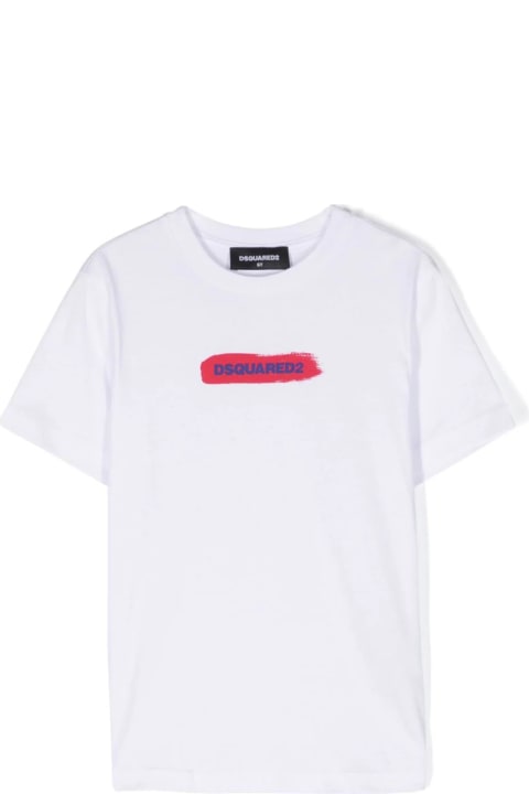 Fashion for Women Dsquared2 White T-shirt With Brushstroke Logo