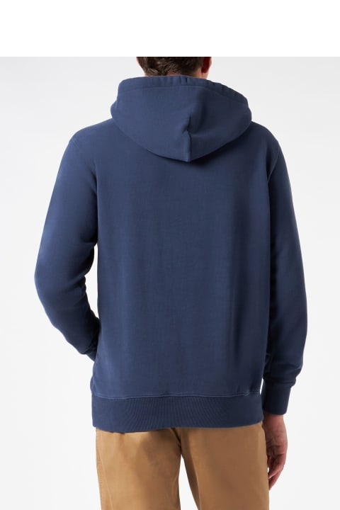 Homeware MC2 Saint Barth Man Blue Hoodie With St. Barth Terry Patch