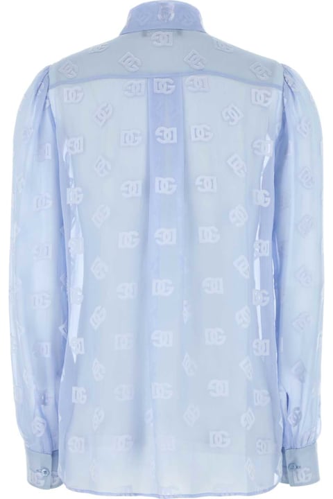Dolce & Gabbana Clothing for Women Dolce & Gabbana Light Blue Silk Blend Shirt
