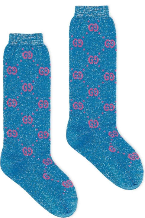 Blue Stretch Cotton Socks