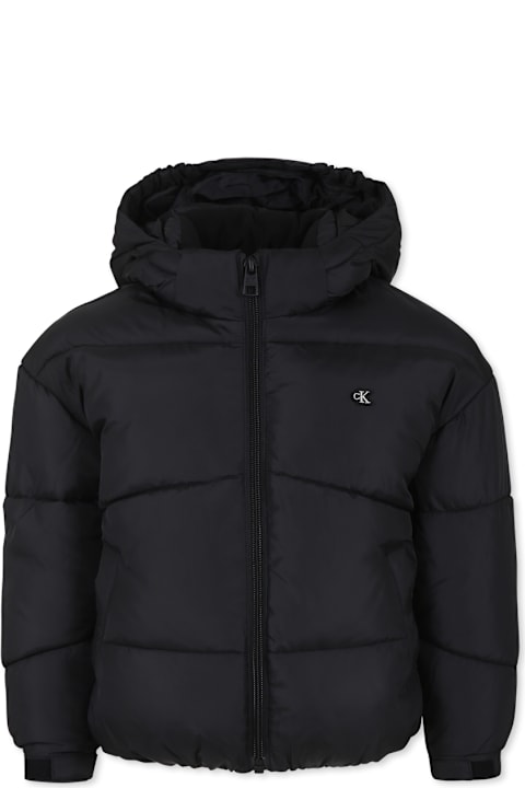 Calvin Klein for Kids Calvin Klein Black Down Jacket For Girl With Monogram