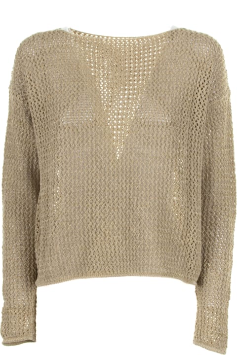 Base Sweaters for Women Base Beige Perforated Sweater