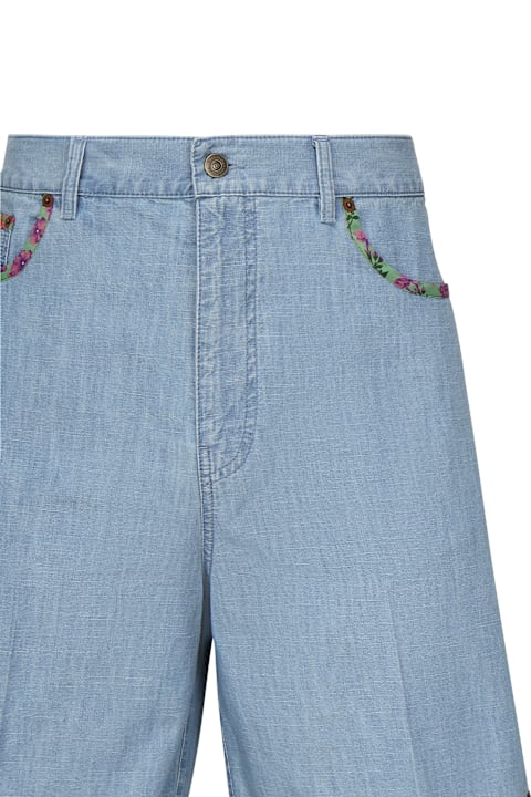 Fashion for Men Valentino Garavani Denim Shorts With Floral Print Bottom