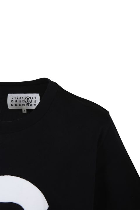 MM6 Maison Margiela Black T-shirt For Kids With Number 6