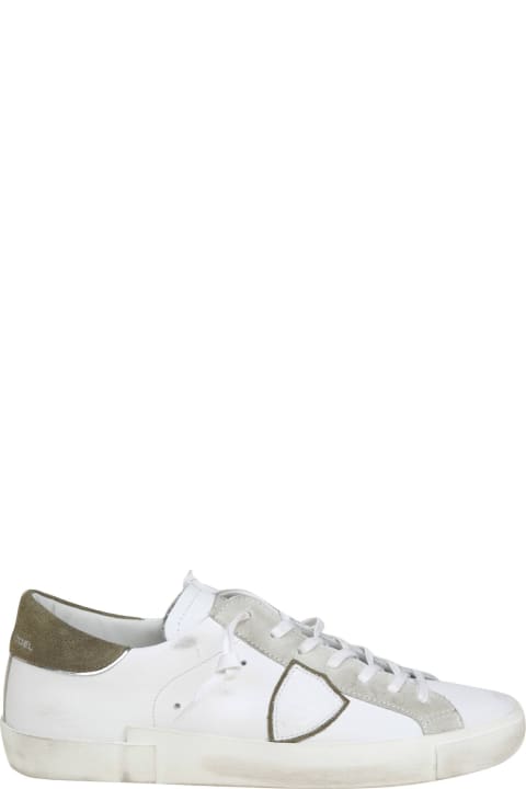 Philippe Model Sneakers for Men Philippe Model Prsx Sneakers In White And Green Leather