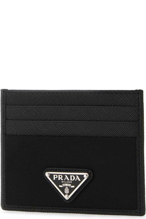 Wallets Sale for Men Prada Black Leather And Satin Card Holder