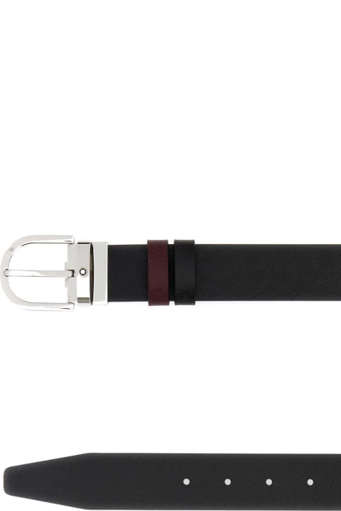 Montblanc for Men Montblanc Black Leather Reversible Belt