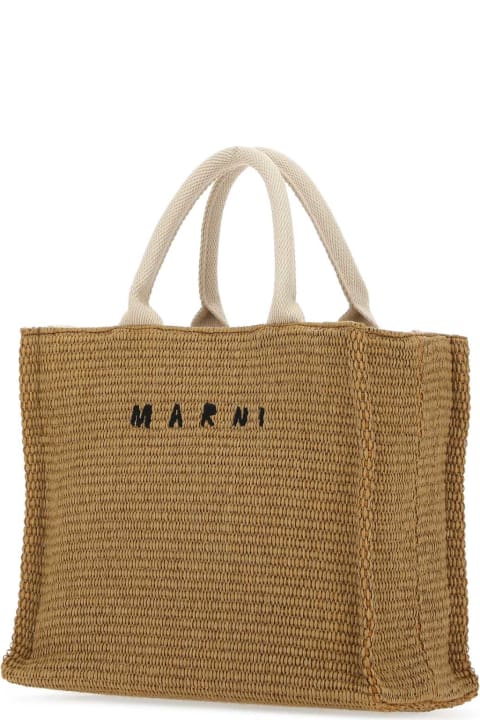Totes for Women Marni Biscuit Raffia Small Shopping Bag
