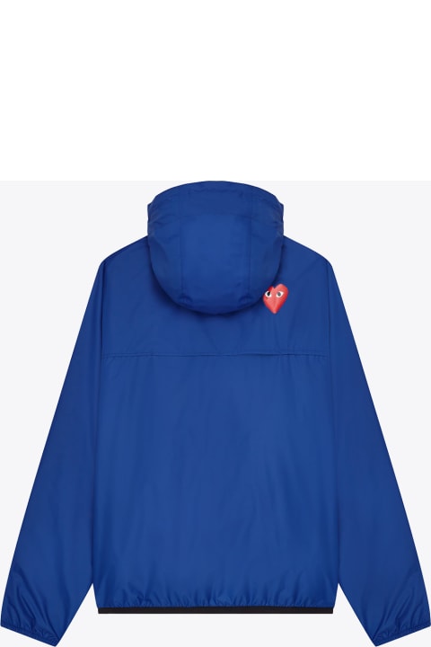 Unisex Jacket Royal blue nylon anorak CDG Play x K-way collab