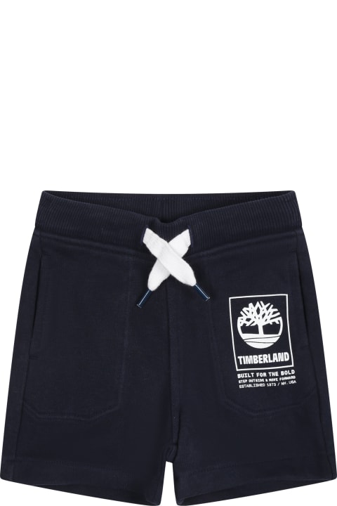 Timberland Bottoms for Baby Boys Timberland Blue Shorts For Baby Boy With Logo