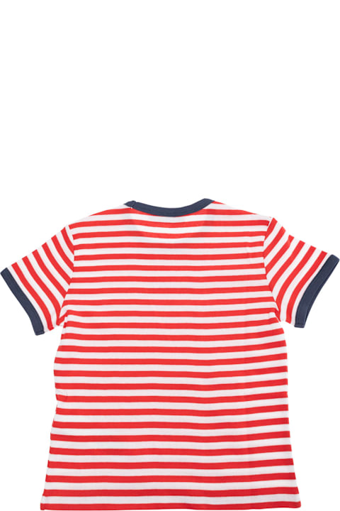 Homeware Max&Co. Red T-shirt With Logo Lettering On The Front And All-over Striped Motif In Cotton Girl