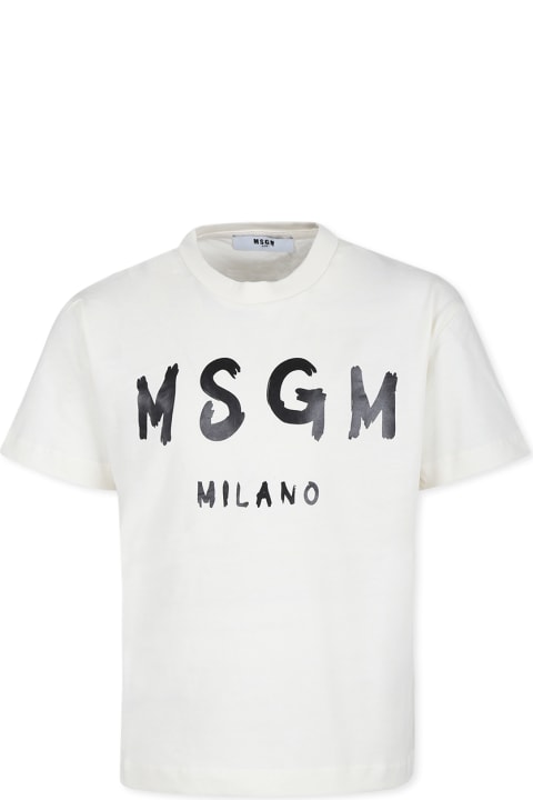 Homeware MSGM Ivory T-shirt For Kids With Logo