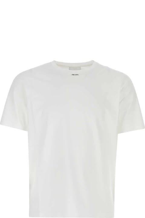 Prada Sale for Men Prada White Stretch Cotton T-shirt