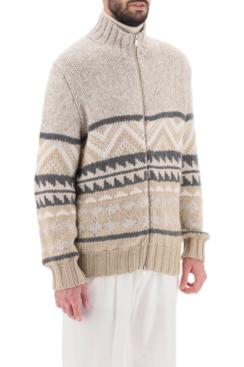 Sweaters for Men Brunello Cucinelli Fair Isle Zip-up Cardigan