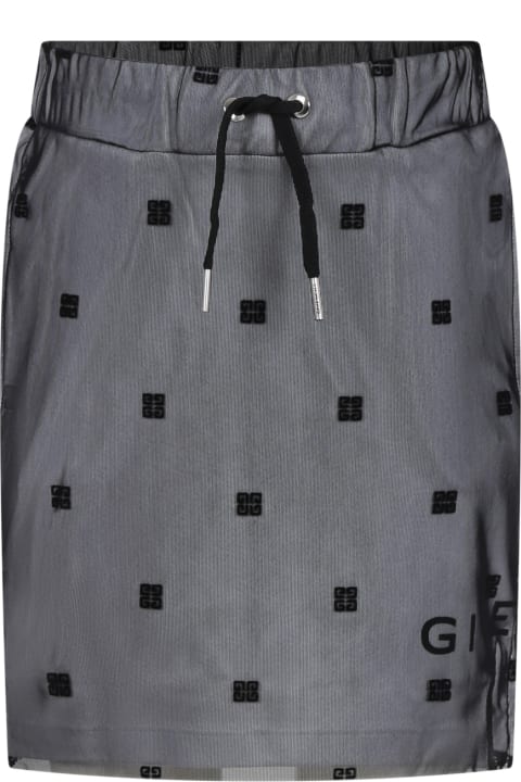 ガールズのセール Givenchy Black Skirt For Girl With All Over 4g Motif
