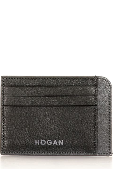 Wallets for Men Hogan Leather Card Holder With Logo