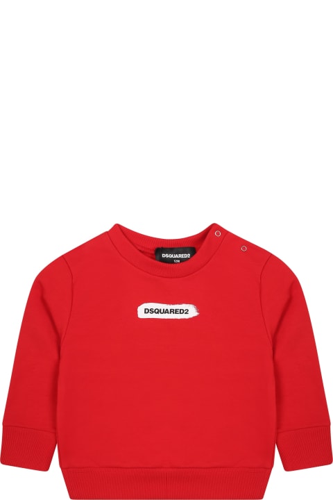 ベビーボーイズ Dsquared2のニットウェア＆スウェットシャツ Dsquared2 Red Sweatshirt For Baby Boy With Logo