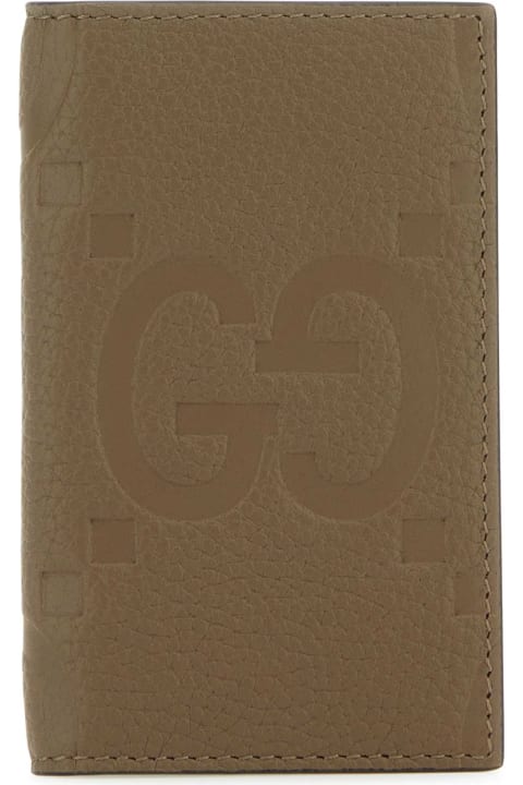 Accessories for Men Gucci Khaki Leather Card Holder