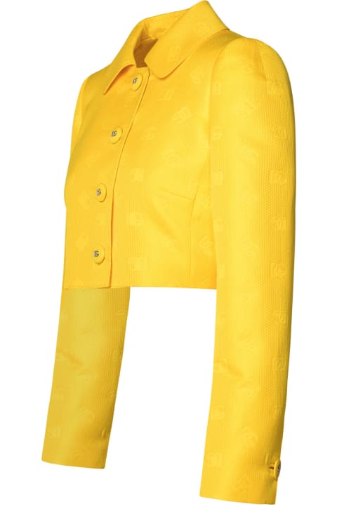 Dolce & Gabbana Clothing for Women Dolce & Gabbana Yellow Cotton Blend Jacket