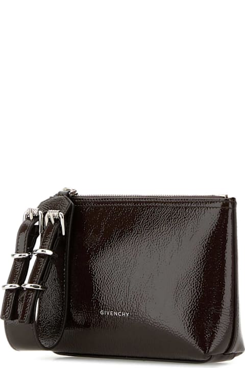 Givenchy Clutches for Women Givenchy Dark Brown Leather Voyou Clutch