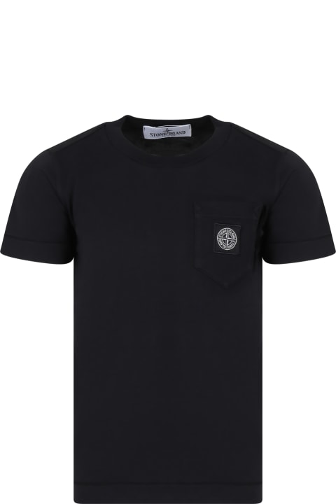 Homeware Stone Island Junior Black T-shirt For Boy With Logo