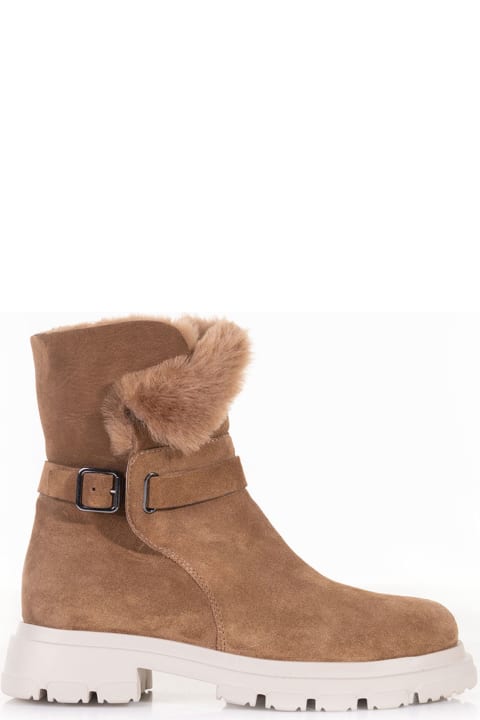 Suede Ankle Boot With Zip And Fur