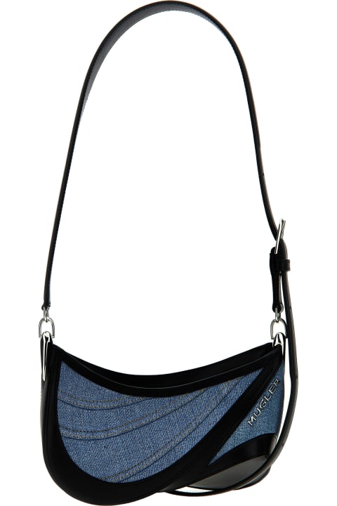 Mugler Shoulder Bags for Women Mugler 'small Denim Spiral Curve 01' Shoulder Bag