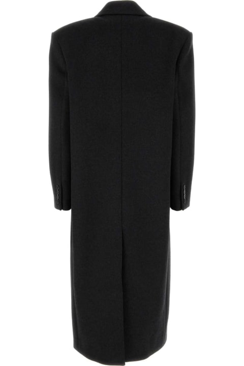 Saint Laurent for Women Saint Laurent Charcoal Wool Long Coat