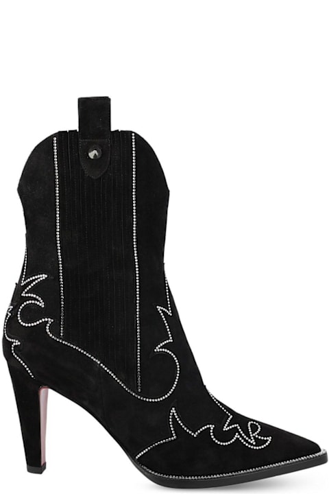 ウィメンズ シューズのセール Christian Louboutin Embellished Pointed Toe Boots