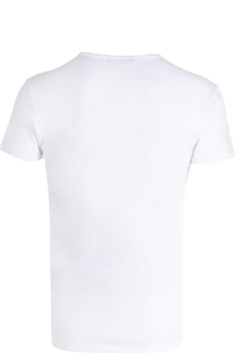 White T-shirt In Stretch Jersey With Medusa Logo Crest Versce Man