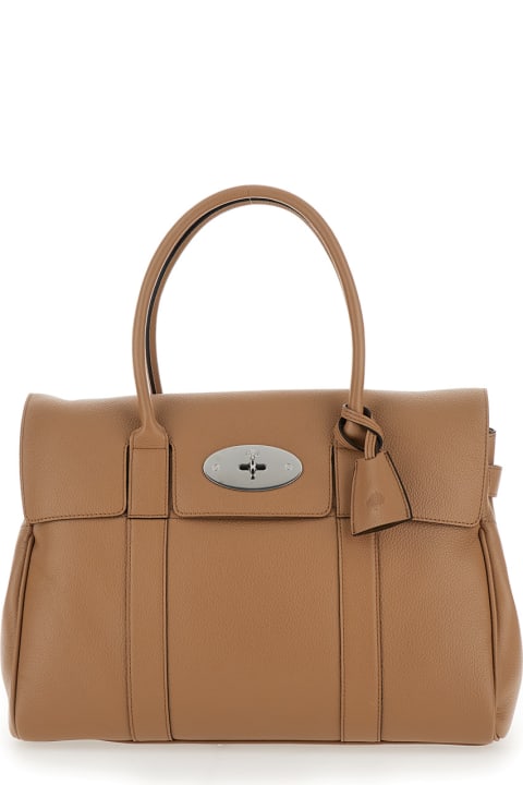 Bags for Women Mulberry 'bayswater' Brown Handbag With Twist-lock Fastening In Grainy Leather Woman