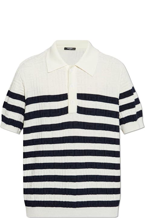 Balmain Shirts for Men Balmain Striped Knit Polo Shirt