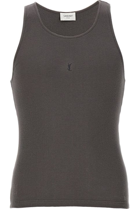 Saint Laurent Men Saint Laurent Cassandre Logo Embroidered Tank Top