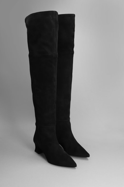 High Heels Boots In Black Suede
