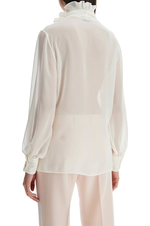 أدوات منزلية Tom Ford Cream Silk Shirt With Ruffled Collar And Mother-of-pearl Buttons