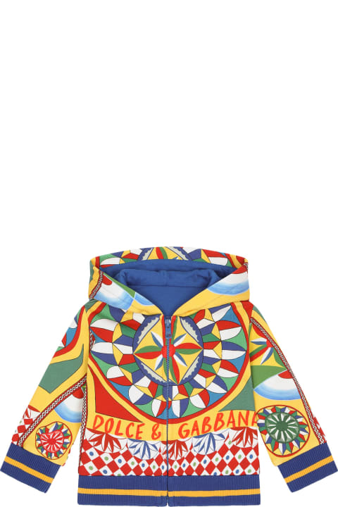 Dolce & Gabbana Sweaters & Sweatshirts for Baby Boys Dolce & Gabbana Cart Print Jersey Hoodie With Zip