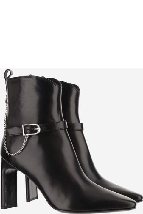 Leather Ankle Boots With Chain