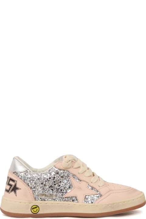 Shoes for Kids Golden Goose Ballstar Glitter Upper Nappa Toe Star And Spur Laminated Heel