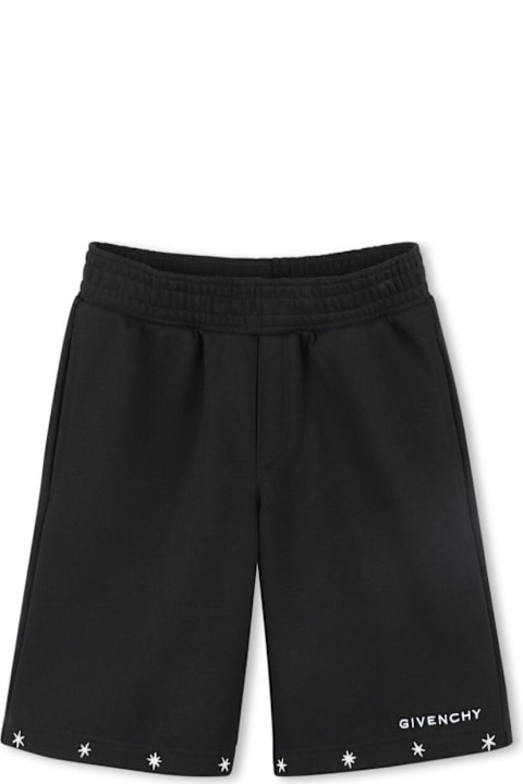 Givenchy Bottoms for Boys Givenchy Black Shorts With Logo Lettering On The Front And Star Embroidery In Cotton Blend Boy