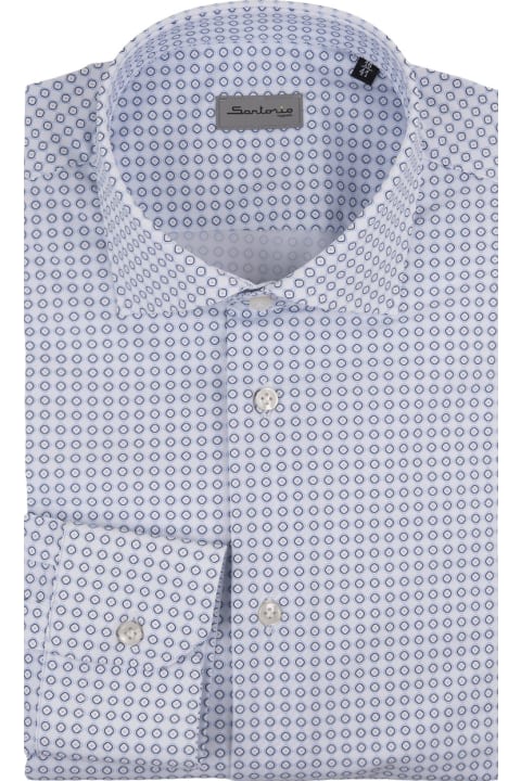 Sartorio Napoli Shirts for Men Sartorio Napoli White Shirt With Blue Pattern