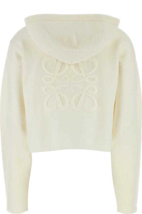 آخر صيحات الموضة من السيدات Loewe White Stretch Wool Blend Sweatshirt