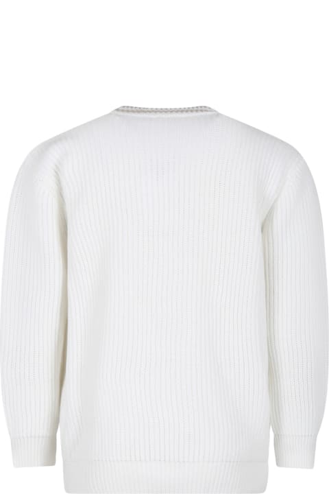 Eleventy Sweaters & Sweatshirts for Boys Eleventy Ivory Cardigan For Boy With Logo