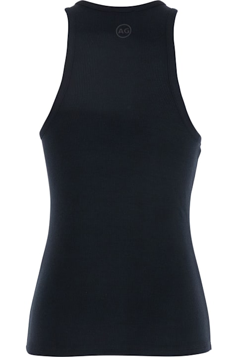 Homeware AG Jeans Black Top With Logo Printed On The Back In Modal Blend Woman