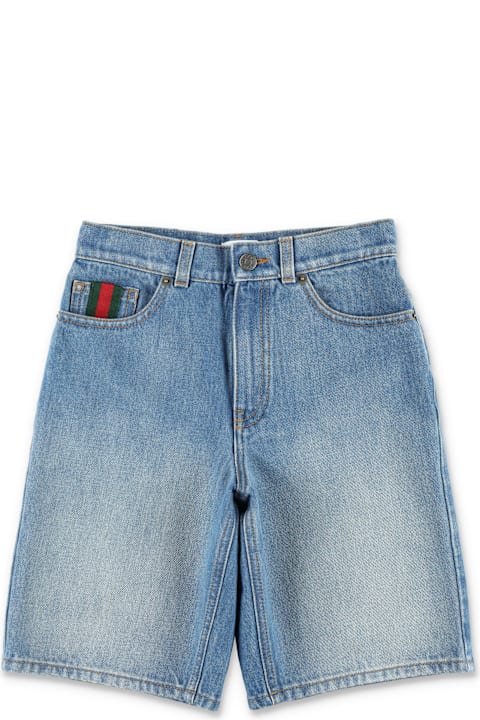 Gucci Bottoms for Boys Gucci Kid - Denim Shorts Wit Web
