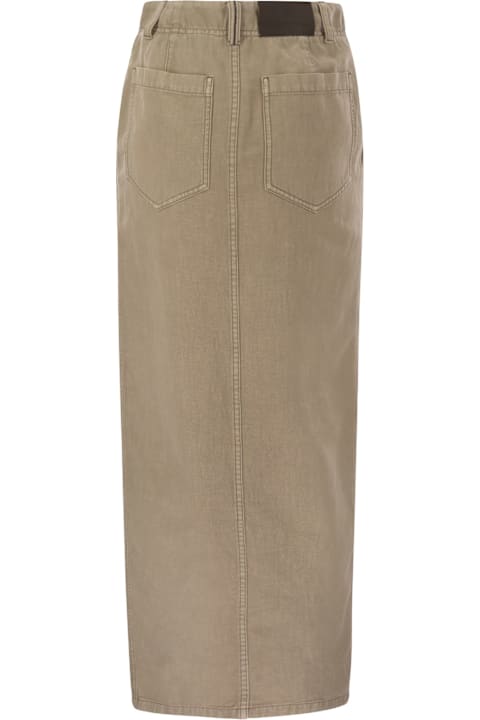 Homeware Brunello Cucinelli Chino Skirt In Garment-dyed Cotton And Linen Cover