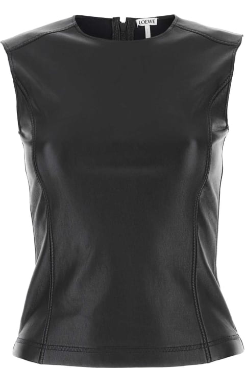 Clothing for Women Loewe Black Leather And Fabric Top