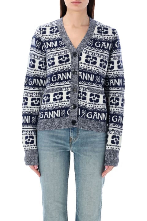 Ganni Sweaters for Women Ganni Allover Logo Cardigan