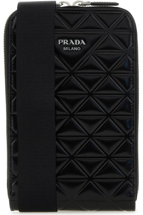 Prada Sale for Men Prada Black Leather Phone Case